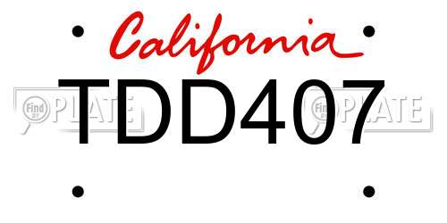 TDD407 California License Plate