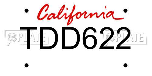 TDD622 California License Plate