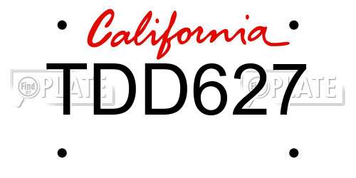 TDD627 California License Plate