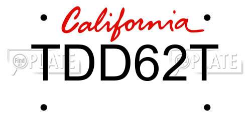 TDD62T California License Plate