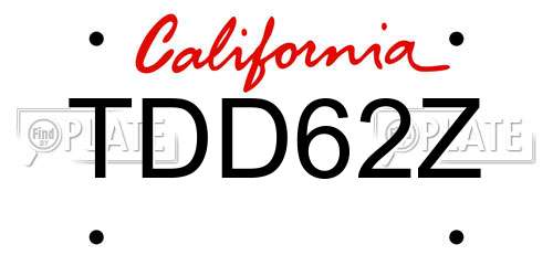 TDD62Z California License Plate