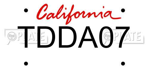 TDDA07 California License Plate