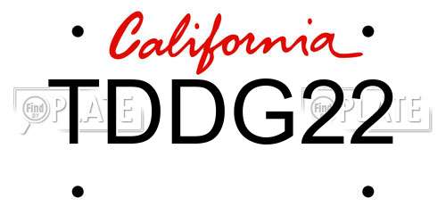 TDDG22 California License Plate