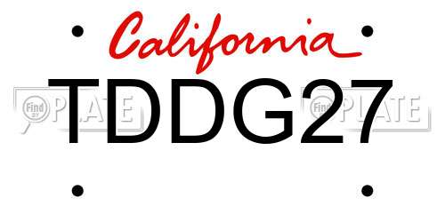 TDDG27 California License Plate