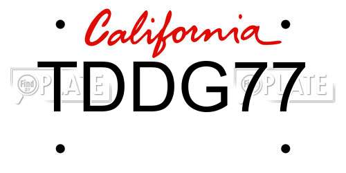 TDDG77 California License Plate