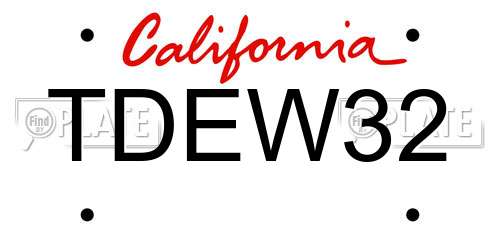 TDEW32 California License Plate