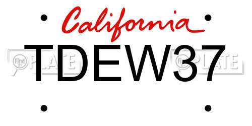 TDEW37 California License Plate