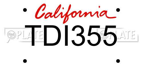 TDI355 California License Plate