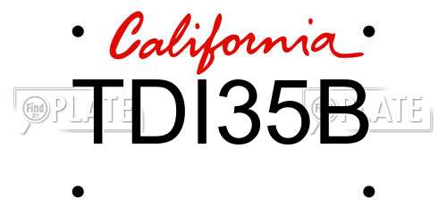 TDI35B California License Plate
