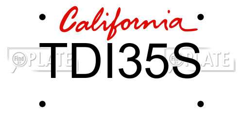 TDI35S California License Plate