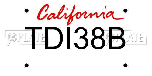 TDI38B California License Plate