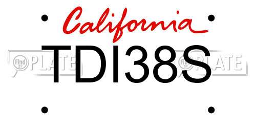 TDI38S California License Plate