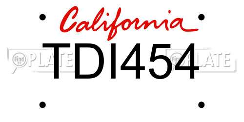 TDI454 California License Plate