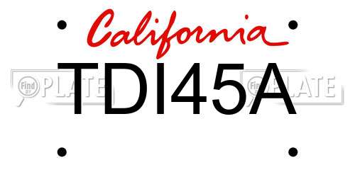 TDI45A California License Plate