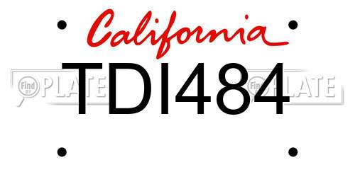 TDI484 California License Plate