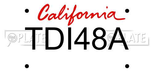 TDI48A California License Plate