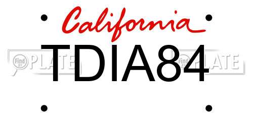 TDIA84 California License Plate