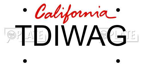 TDIWAG California License Plate