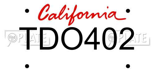TDO402 California License Plate