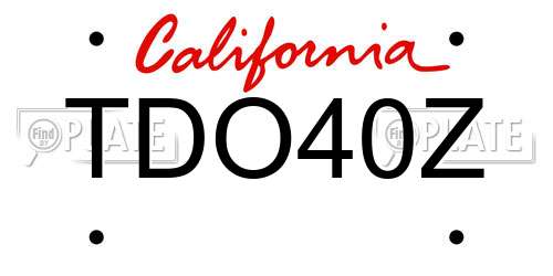 TDO40Z California License Plate