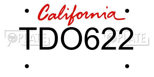 TDO622 California License Plate