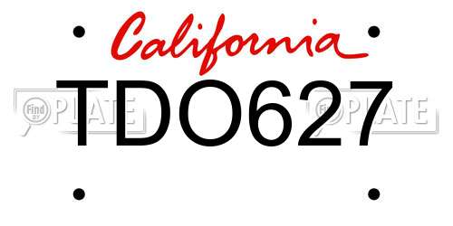 TDO627 California License Plate
