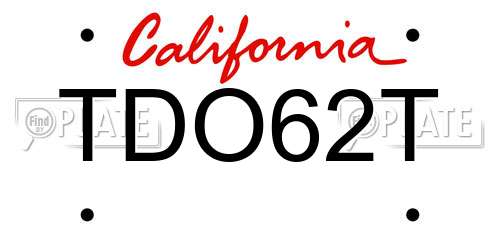 TDO62T California License Plate