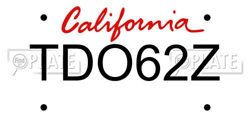TDO62Z California License Plate