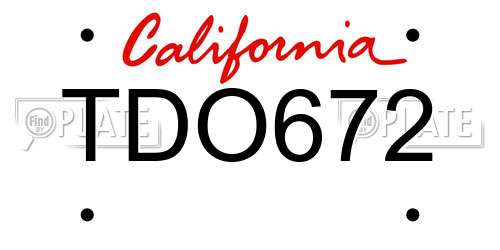 TDO672 California License Plate