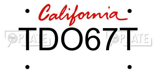 TDO67T California License Plate
