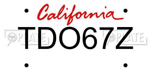 TDO67Z California License Plate