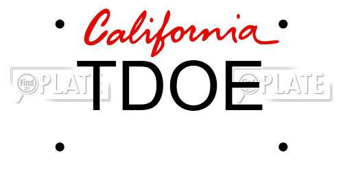 TDOE California License Plate