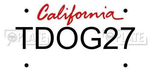 TDOG27 California License Plate