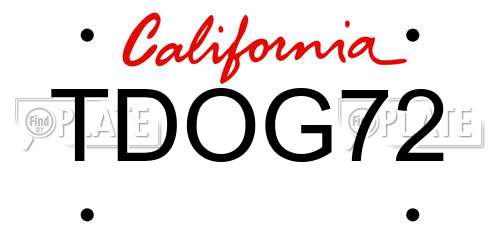 TDOG72 California License Plate