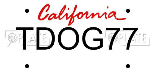 TDOG77 California License Plate