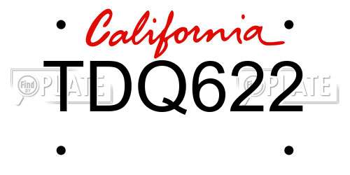 TDQ622 California License Plate