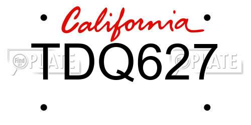 TDQ627 California License Plate