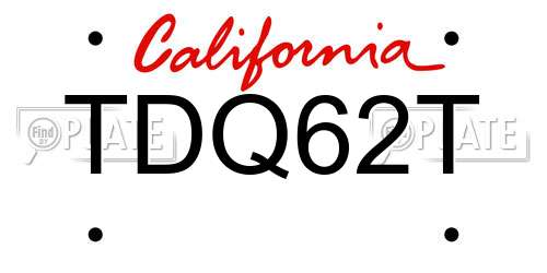 TDQ62T California License Plate