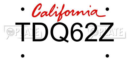 TDQ62Z California License Plate