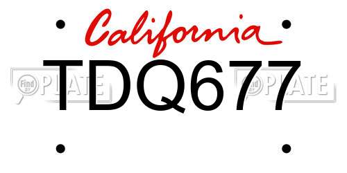 TDQ677 California License Plate
