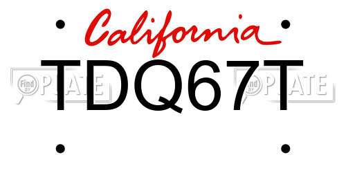TDQ67T California License Plate