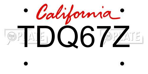 TDQ67Z California License Plate