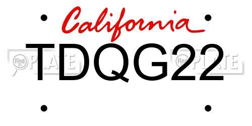 TDQG22 California License Plate