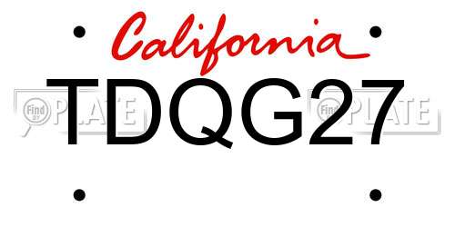 TDQG27 California License Plate