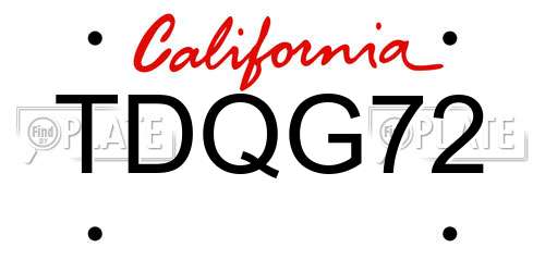 TDQG72 California License Plate