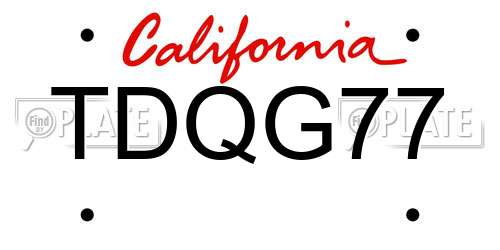 TDQG77 California License Plate