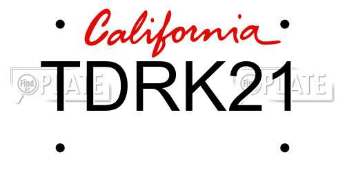 TDRK21 California License Plate