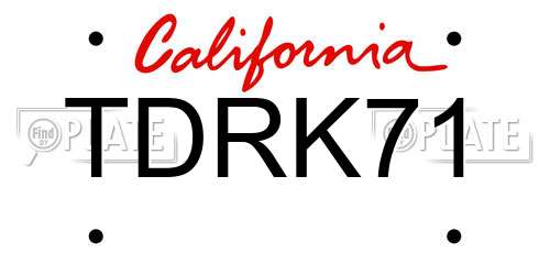 TDRK71 California License Plate