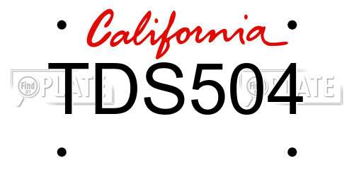 TDS504 California License Plate