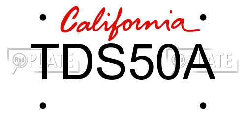 TDS50A California License Plate